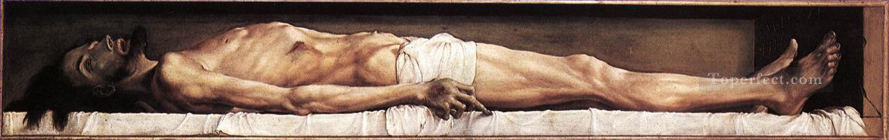 墓の中の死者のキリストの遺体 宗教家ハンス・ホルバイン一世油絵